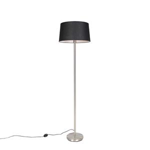 QAZQA Moderne vloerlamp staal met zwarte kap 45 cm - Simplo