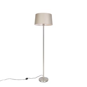 QAZQA Moderne vloerlamp staal met taupe kap 45 cm - Simplo