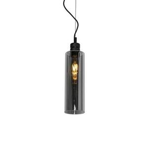 QAZQA Moderne Hängelampe schwarz mit Rauchglas - Stavelot