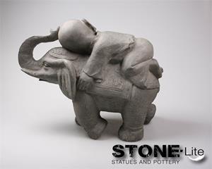 StonE'lite Boeddha olifant l55b24h44 cm grijs Stone-Lite