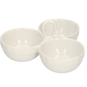 Alpina Snack/hapjes/borrelschaal met sausbakjes 3-vaks 20 x 9 cm -