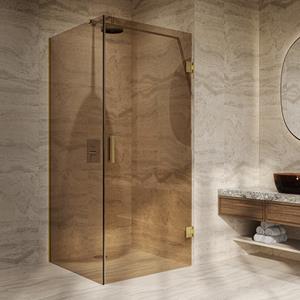 Saniclear Modern Brass brons glas douchecabine 120x90cm met 90cm deur anti-kalk geborsteld messing