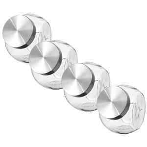Secret de Gourmet 4x stuks snoeppotten/voorraadpotten 0,65L glas met RVS deksel -