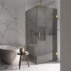 Saniclear Modern Brass rookglas douchecabine 100x80cm met 80cm deur anti-kalk geborsteld messing