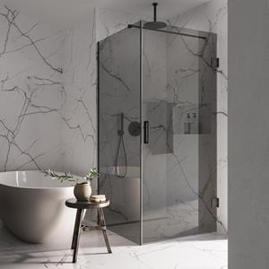 Saniclear Modern Iron rookglas douchecabine 90x80cm met 80cm deur anti-kalk verouderd ijzer - gunmetal