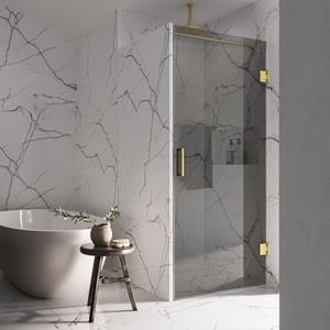 Saniclear Modern rookglas douchedeur profielloos 70x200cm geborsteld messing - mat goud