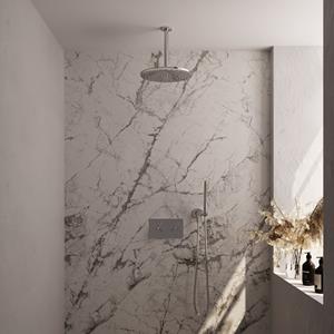 Brauer Chrome Carving thermostatische inbouw regendouche met staafhanddouche, plafondarm en hoofddouche 30cm set 54 chroom
