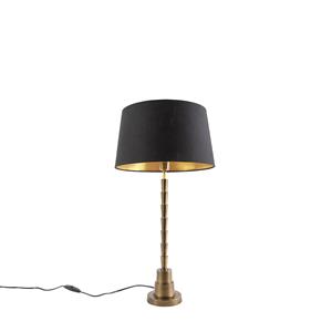 QAZQA Art deco tafellamp brons met katoenen kap zwart 35 cm - Pisos