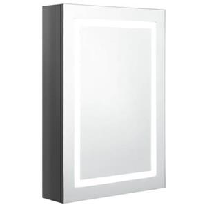 vidaXL Badezimmerspiegelschrank LED-Spiegelschrank fürs Bad Glänzend Grau 50x13x70 cm