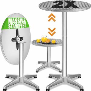 Casaria Stehtisch 2er-Set Silber Alu Ø60cm klappbar, höhenverstellbar