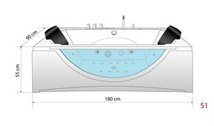 AcquaVapore Whirlpool-Badewanne Whirlpool Badewanne Eckwanne W81-B-ALL 180x90cm