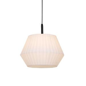 QAZQA Buiten hanglamp zwart met witte kap 45,6 cm IP44 - Robbert