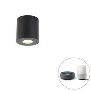 QAZQA Smart badkamer spot zwart rond IP44 incl. Wifi GU10 - Capa