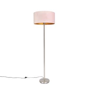 qazqa Stehlampe Stahl mit rosa Schirm 50 cm - Simplo - Rosa