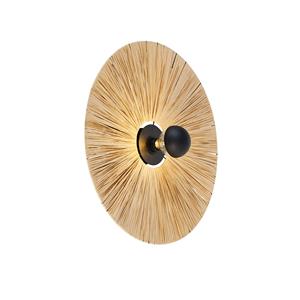 Qazqa Landelijke Wandlamp Zwart Met Touw 60 Cm - Leia