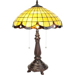 LumiLamp Tiffany Tafellamp Ø 41x57 cm  Geel Glas Tiffany Bureaulamp