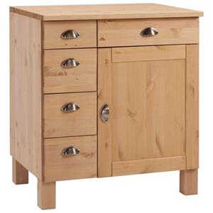 Home affaire Onderkast Oslo 75 cm breed, 1 deur, 5 laden, van grenen, metalen grepen