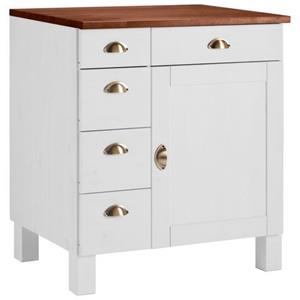 Home affaire Onderkast Oslo 75 cm breed, 1 deur, 5 laden, van grenen, metalen grepen