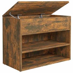 Schoenenbank 60x30x45 cm bewerkt hout gerookt eikenkleurig