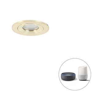 QAZQA Smart inbouwspot goud rond IP44 incl. Wifi GU10 - Xena