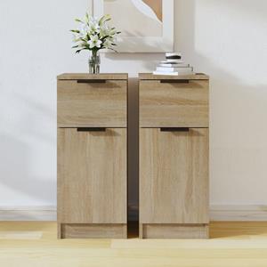 VidaXL Dressoirs 2 st 30x30x70 cm bewerkt hout sonoma eikenkleurig
