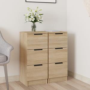 VidaXL Dressoirs 2 st 30x30x70 cm bewerkt hout sonoma eikenkleurig