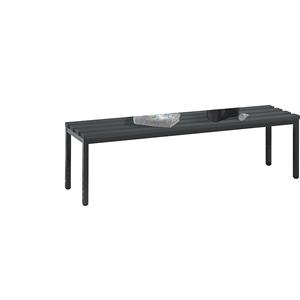 C+P Garderobebank BASIC, kunststof, lengte 1500 mm, zwartgrijs