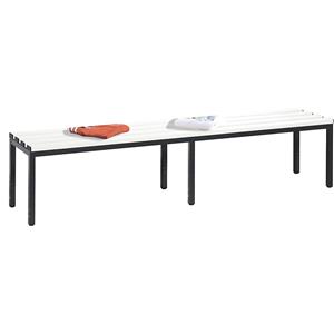 C+P Garderobebank BASIC, kunststof, lengte 1960 mm, zuiver wit