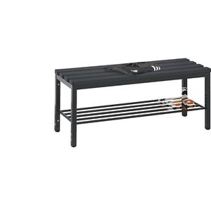 C+P Garderobebank BASIC, met schoenrooster, kunststof, lengte 1000 mm, zwartgrijs