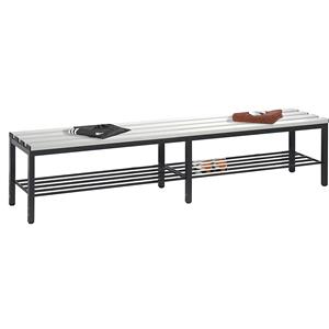 C+P Garderobebank BASIC, met schoenrooster, kunststof, lengte 1960 mm, zuiver wit
