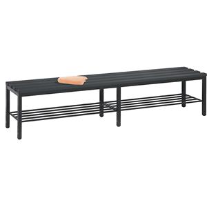 C+P Garderobebank BASIC, met schoenrooster, kunststof, lengte 1960 mm, zwartgrijs
