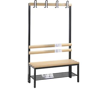 C+P Garderobenbank BASIC, einseitig, Hakenleiste, Schuhrost, Buche, Länge 1000 mm