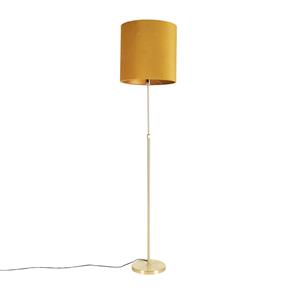 qazqa Stehleuchte gold / messing mit veloursschirm gelb 40/40 cm - Parte - Gelb