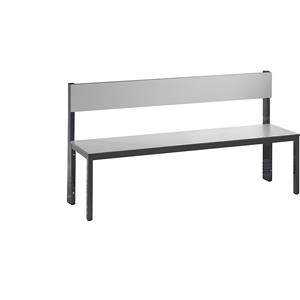 C+P Garderobebank BASIC PLUS, enkelzijdig, HPL, leuning, lengte 1500 mm, zilvergrijs, schoenrooster