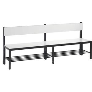 C+P Garderobebank BASIC PLUS, eenzijdig, zitoppervlak HPL, halfhoog, met schoenrooster, lengte 1960 mm, wit