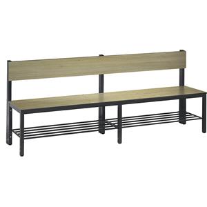 C+P Garderobebank BASIC PLUS, eenzijdig, zitoppervlak HPL, halfhoog, met schoenrooster, lengte 1960 mm, eikenhoutdecor