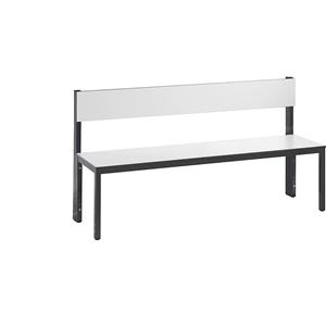 C+P Garderobebank BASIC PLUS, enkelzijdig, HPL, leuning, lengte 1500 mm, wit