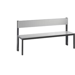 C+P Garderobebank BASIC PLUS, enkelzijdig, HPL, leuning, lengte 1500 mm, zilvergrijs