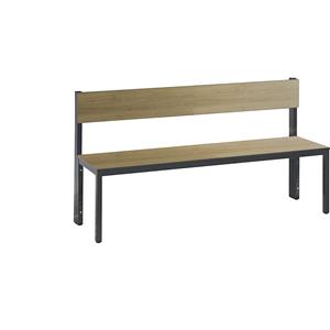 C+P Garderobebank BASIC PLUS, enkelzijdig, HPL, leuning, lengte 1500 mm, eikenhoutdecor