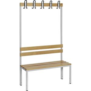 Eurokraft basic Garderobebank beukenhout, enkelzijdig, met leuning, h x d = 1700 x 430 mm, lengte 1000 mm