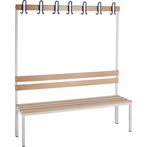 Eurokraft basic Garderobebank beukenhout, enkelzijdig, met leuning, h x d = 1700 x 430 mm, lengte 1500 mm