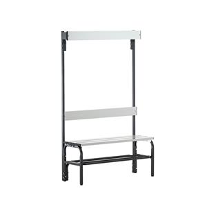 Sypro Kleedkamerbank van roestvast staal, h x d = 1650 x 375 mm, lengte 1015 mm, 3 haken, antraciet, schoenrooster