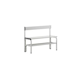 Sypro Kapstok halfhoog met rugleuning, eenzijdig, aluminium, lengte 1015 mm, lichtgrijs, schoenrooster