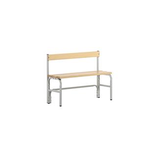 Sypro Kapstok halfhoog met rugleuning, eenzijdig, planken van dennenhout, lengte 1015 mm, lichtgrijs