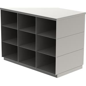 Sitover-garderobebank, roestvast staal, enkelzijdig, 9 vakken, lengte 820 mm