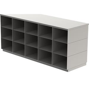 Sitover-garderobebank, roestvast staal, enkelzijdig, 15 vakken, lengte 1360 mm