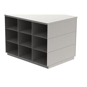 Sitover-garderobebank, roestvast staal, dubbelzijdig, 2 x 9 vakken, lengte 820 mm