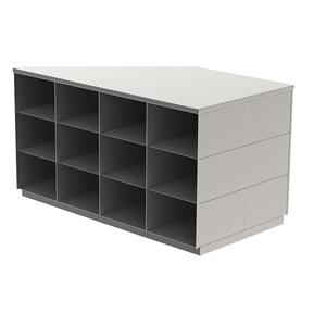 Sitover-garderobebank, roestvast staal, dubbelzijdig, 2 x 12 vakken, lengte 1090 mm