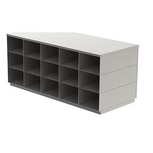 Sitover-Garderobenbank, Edelstahl, beidseitig, 2 x 15 Fächer, Länge 1360 mm