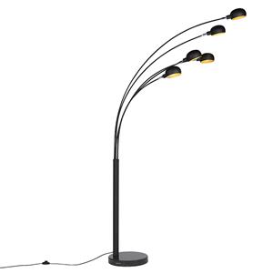 Qazqa - Design Stehleuchte schwarz 5-Licht - Sixties Marmo - Schwarz